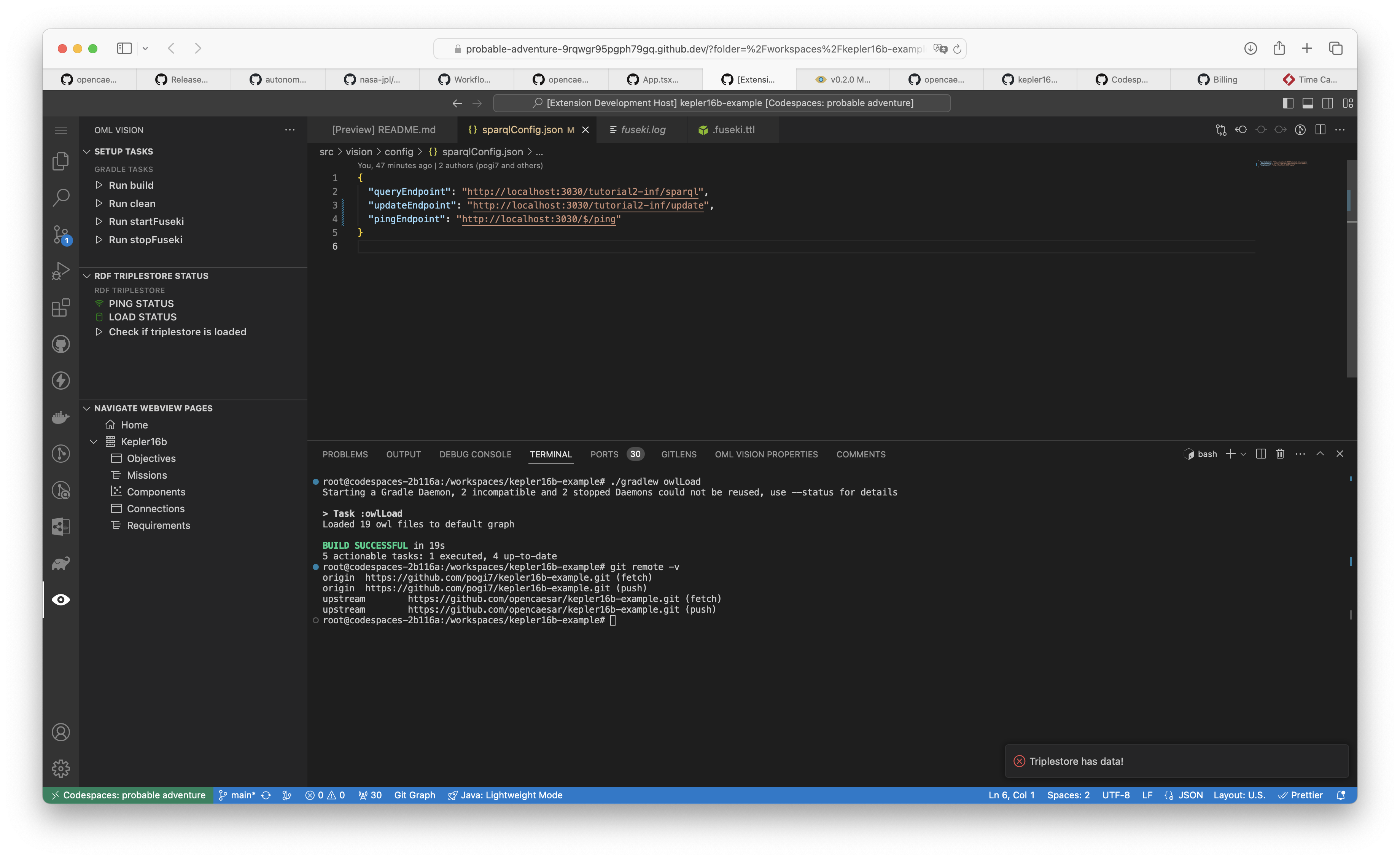 RDF Triplestore Status